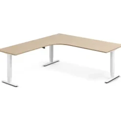 Hæve-sænkebord DNA, Eg 2000x2200mm Venstre 3-ben/Hvid