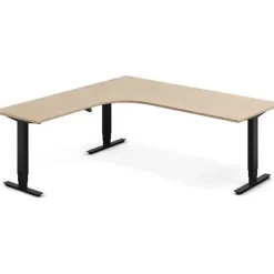 Hæve-sænkebord DNA, Eg 2000x2000mm Venstre 3-ben/Sort