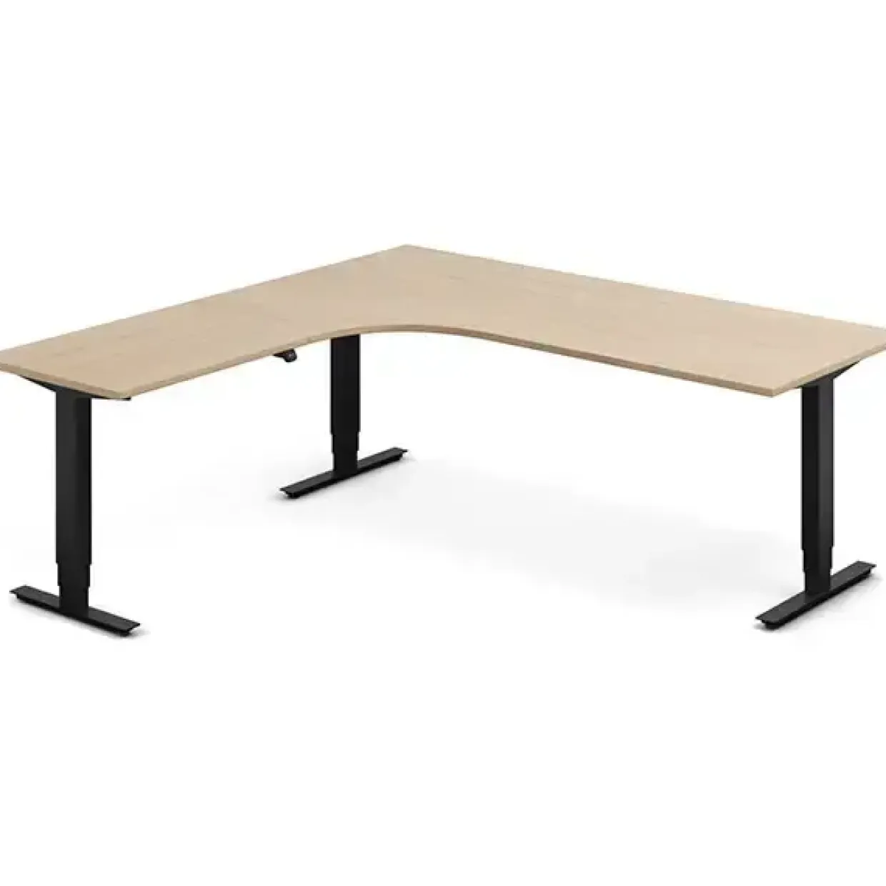 Hæve-sænkebord DNA, Eg 2000x2000mm Venstre 3-ben/Sort