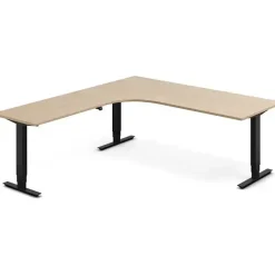 Hæve-sænkebord DNA, Eg 2000x2200mm Venstre 3-ben/Sort