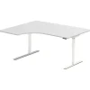 Hæve-sænkebord DNA, Lysgrå 1600x1200 mm Venstre 2-ben/Hvid