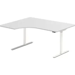 Hæve-sænkebord DNA, Lysgrå 1600x1200 mm Venstre 2-ben/Hvid