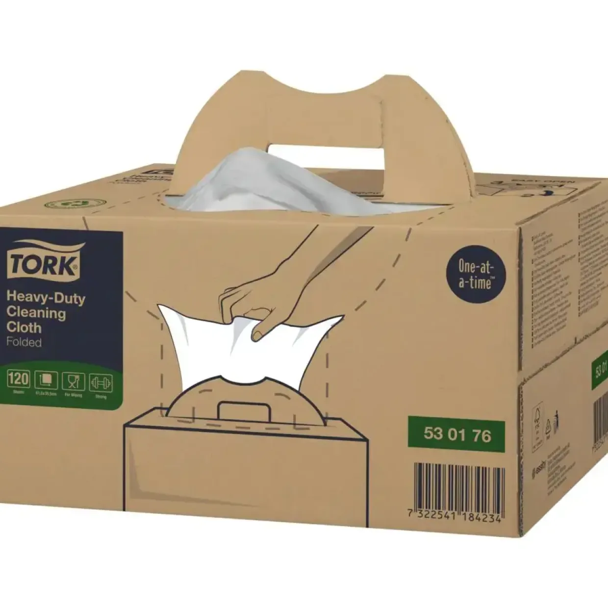 Industriaftørring Tork 530176 W7 1-lags 61,5x35,5cm 10,8 cm hvid nyfiber polyester PP - 120 stk