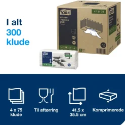 Industriaftørring Tork 473179 W4 1-lags 41,5x35,5cm 10,8 cm nonwoven 75 stk pr pakke - 4 pakker