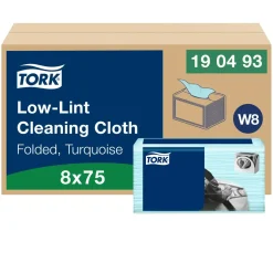 Industriaftørring Tork W8 190493 - 1-lags 38,5x30cm 19,3cm turkis - 75 stk pr pakke - 8 pakker