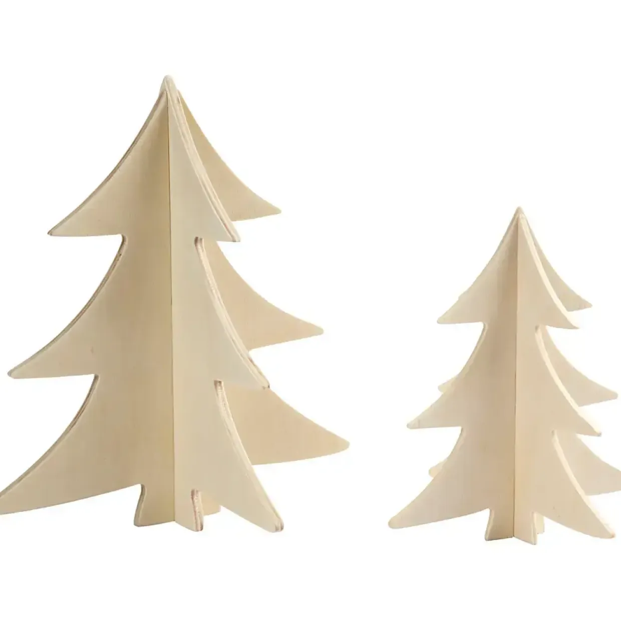 Juletræ i træ højde 13 + 18 cm krydsfiner - 2 stk