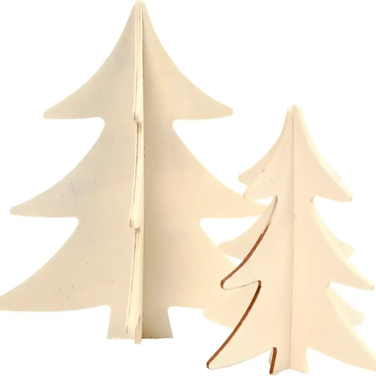 Juletræ i træ højde 13 + 18 cm krydsfiner - 2 stk