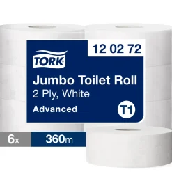 Jumborulle Tork Advanced 120272 2-lags hylse 59 mm midi 360 meter hvid | 1.800 ark - 6 stk