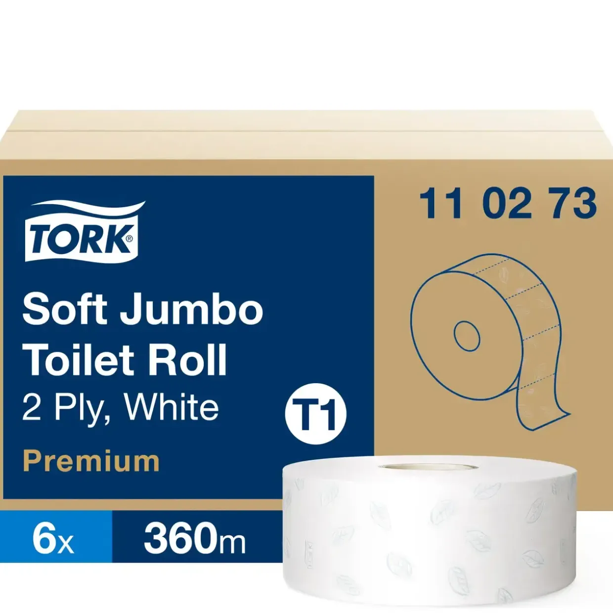 Jumborulle - Tork 110273 - 2-lags - 360 m - Hvid - 6 stk.