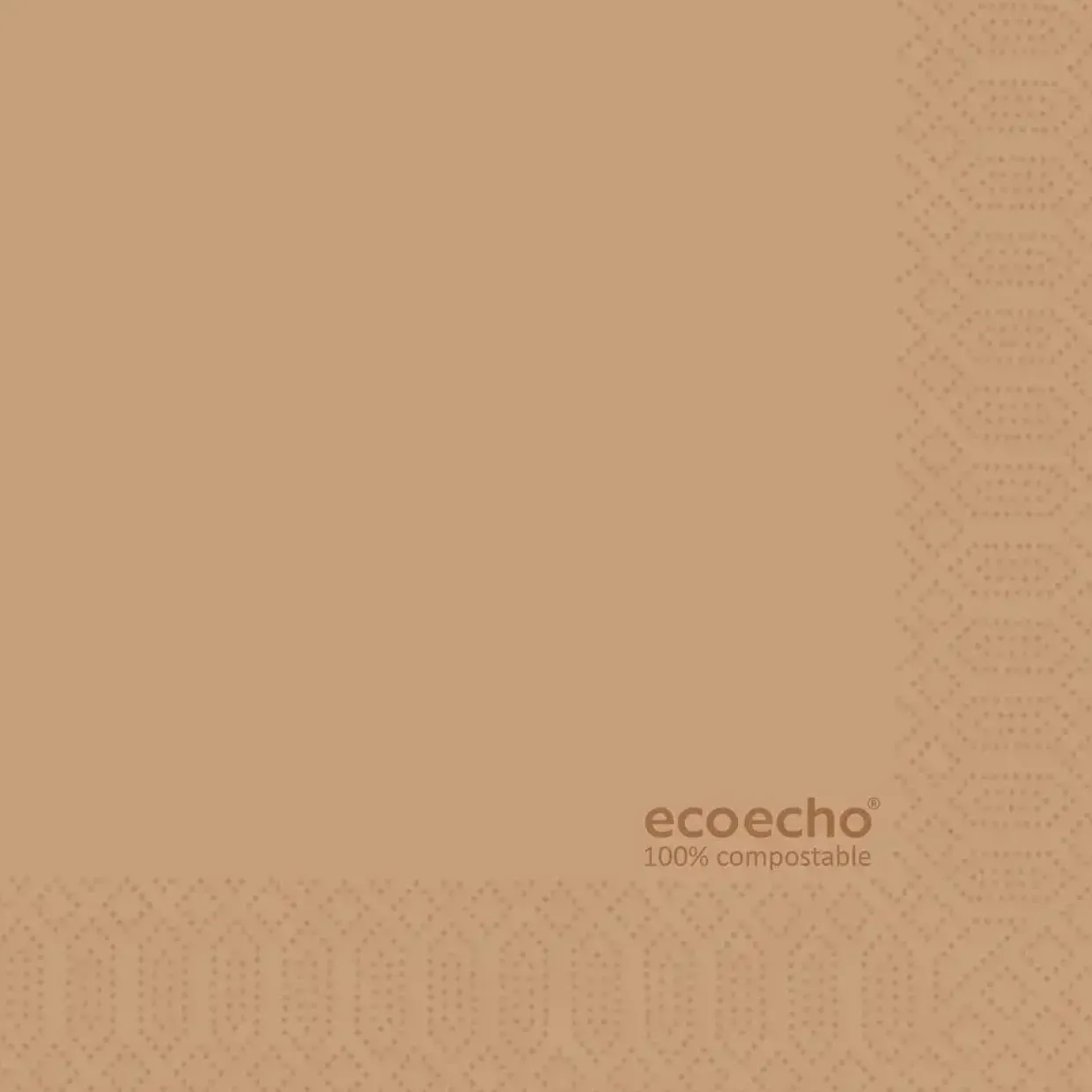 Kaffeserviet, Duni Ecoecho, 2-lags, 1/4 fold, 24x24cm, brun, nyfiber - 2400 stk