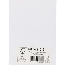 Karton - A6 180g - Snehvid - 100 ark