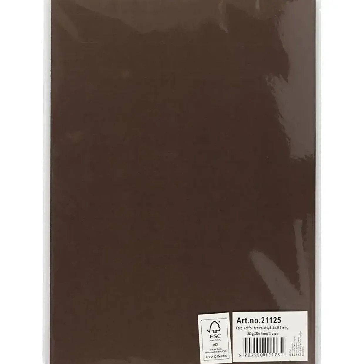 Karton A4 210 x 297 mm 180 gram kaffebrun - 20 ark