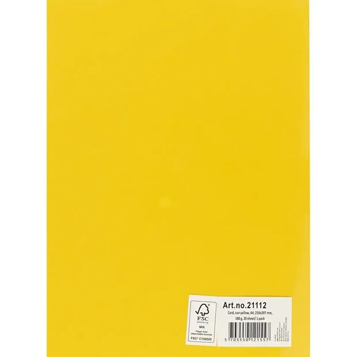 Karton A4 210 x 297 mm 180 gram solgul - 20 ark