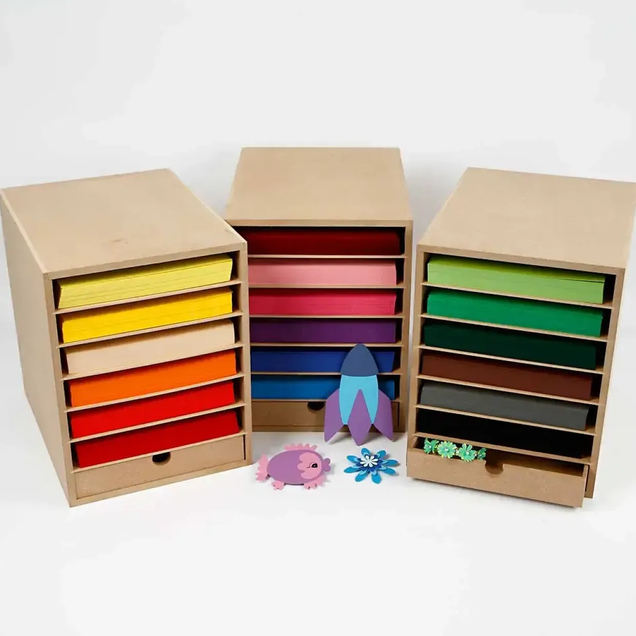 Karton inkl. reoler, A4 210 x 297 mm, H: 100 cm, ass. farver - 1 sæt, 180 g