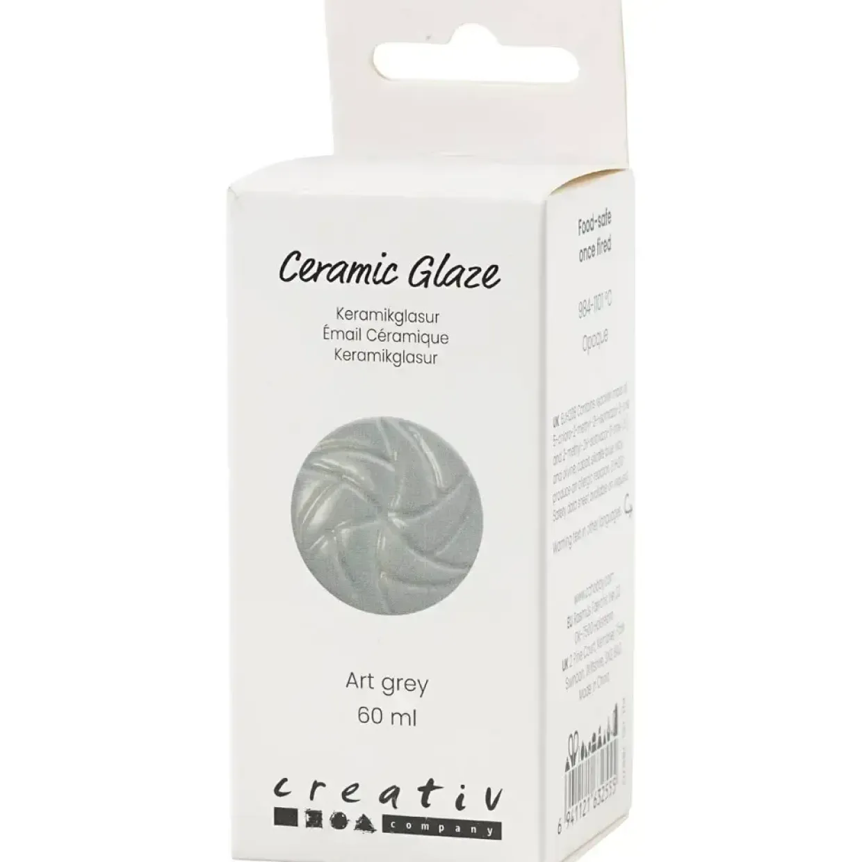 Keramikglasur, 984-1101 °C, dækkende, Art Grey, 60 ml/ 1 ds.