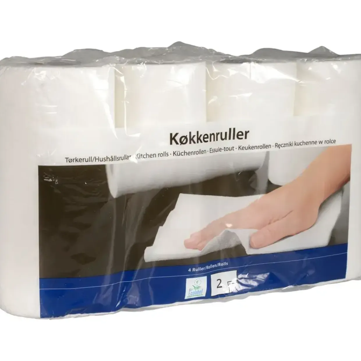 Køkkenrulle 2-lags 14,4m x 22cm hvid 100% nyfiber - 864 ruller