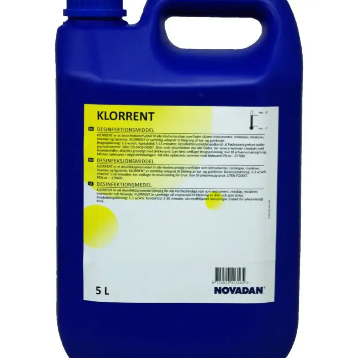 Klorrengøring - Novadan Klorrent - Uden farve og parfume - 5 L - 3 stk