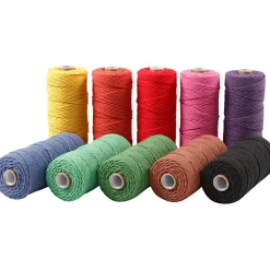Knytte garn længde 320 meter tykkelse 1 mm stærke farver Tynd kvalitet 12/12 | 10 x 250 gram