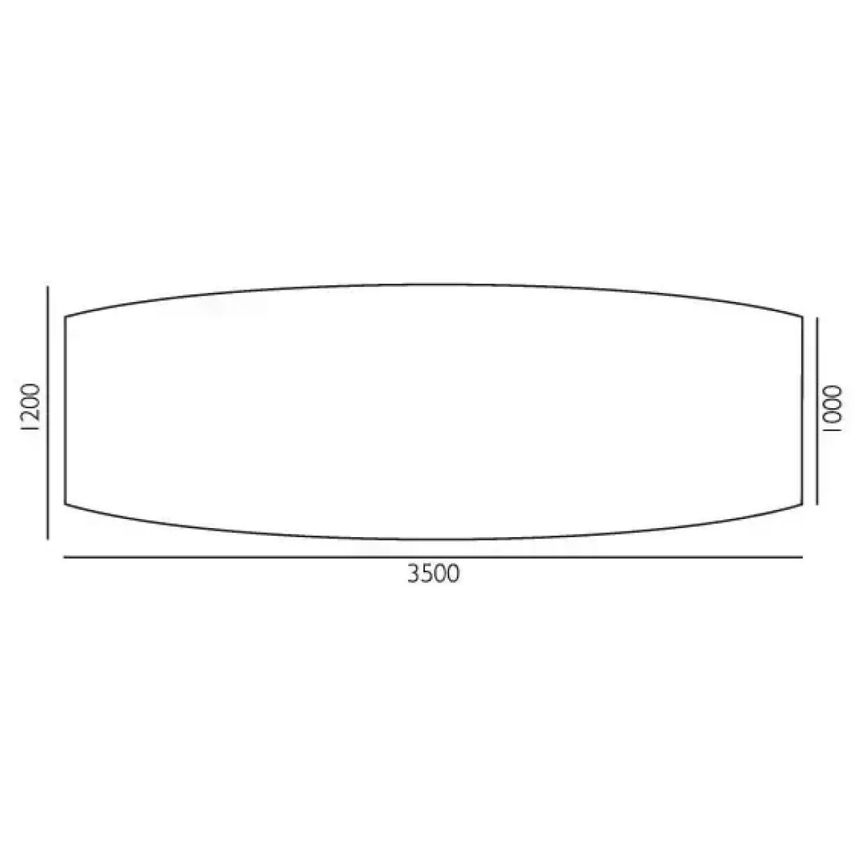 Konferencebord Consensus, Hvid 3500x1200 mm bådformet, Alugrå understel