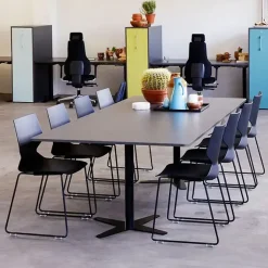 Konferencebord DNA, Antracit 2600x1200 mm rektangulært, Sort understel