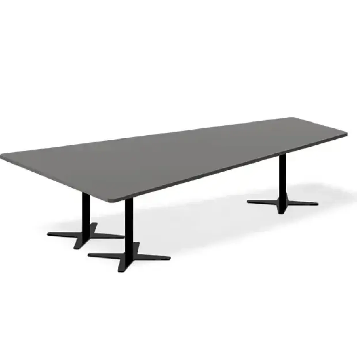 Konferencebord DNA, Antracit 3200x1800 mm trapezformet, Sort understel