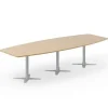 Konferencebord DNA, Eg 3200x1200 mm bådformet, Alugråt understel