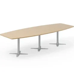 Konferencebord DNA, Eg 3200x1200 mm bådformet, Alugråt understel
