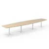 Konferencebord DNA, Eg 5000x1200 mm bådformet, Hvidt understel