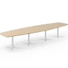 Konferencebord DNA, Eg 4400x1200 mm bådformet, Hvidt understel