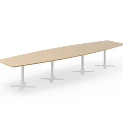 Konferencebord DNA, Eg 4400x1200 mm bådformet, Hvidt understel