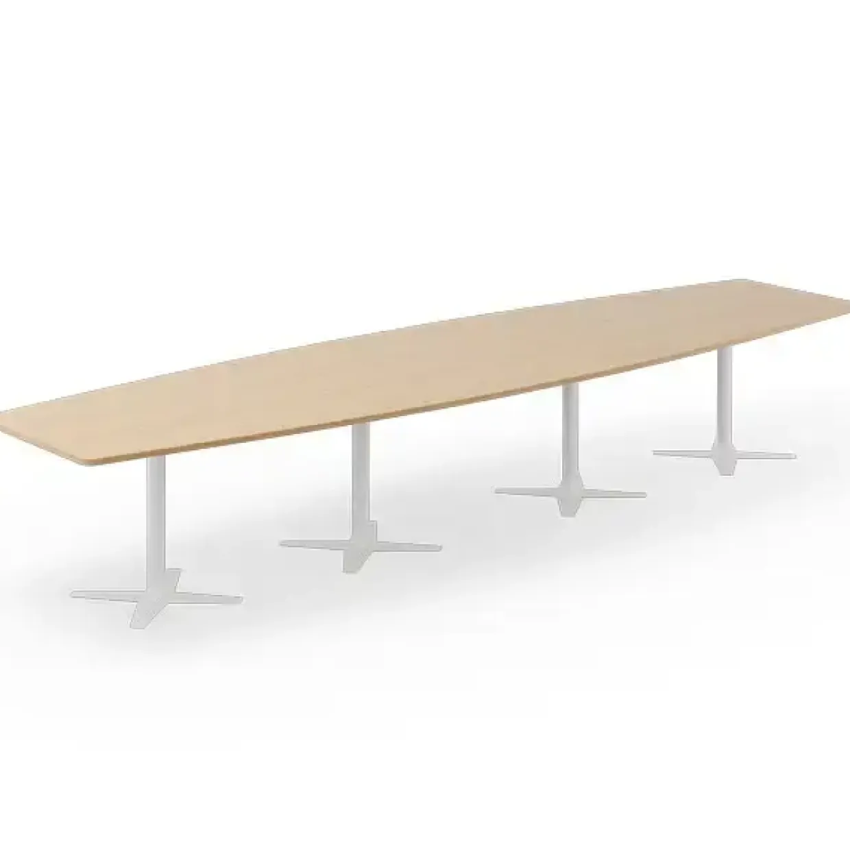 Konferencebord DNA, Eg 4400x1200 mm bådformet, Hvidt understel