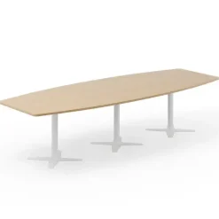 Konferencebord DNA, Eg 3200x1200 mm bådformet, Hvidt understel