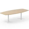 Konferencebord DNA, Eg 2600x1200 mm bådformet, Hvidt understel