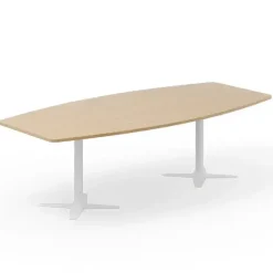 Konferencebord DNA, Eg 2600x1200 mm bådformet, Hvidt understel