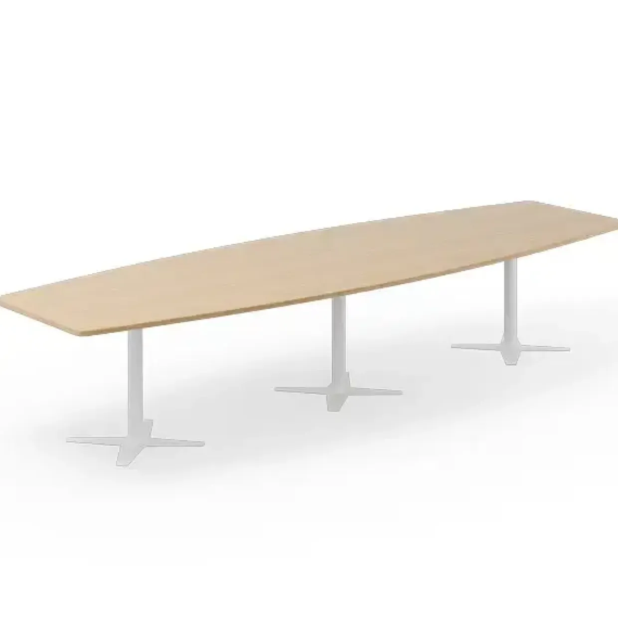 Konferencebord DNA, Eg 3800x1200 mm bådformet, Hvidt understel