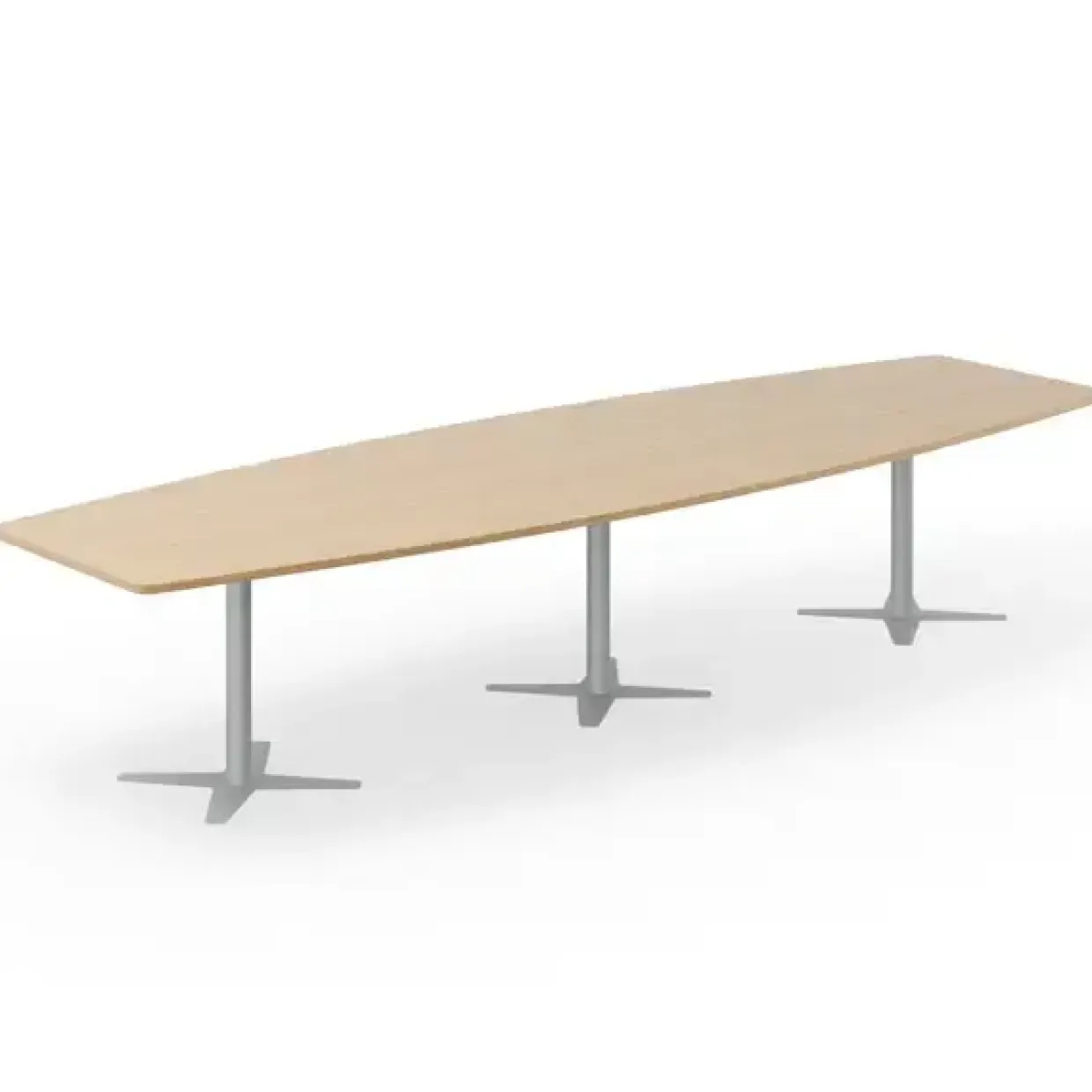 Konferencebord DNA, Eg 3800x1200 mm bådformet, Alugråt understel