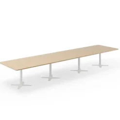 Konferencebord DNA, Eg 5000x1200 mm rektangulært, Hvidt understel
