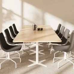 Konferencebord DNA, Eg 3200x1200 mm rektangulært, Hvidt understel
