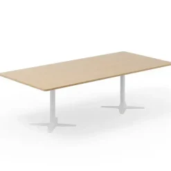 Konferencebord DNA, Eg 2600x1200 mm rektangulært, Hvidt understel