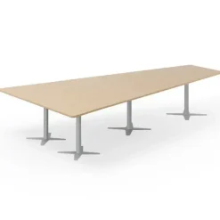 Konferencebord DNA, Eg 3800x1990 mm trapezformet, Alugråt understel
