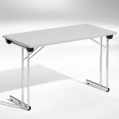 Konferencebord Kongress, Lysgrå 1200x500 mm, Krom understel