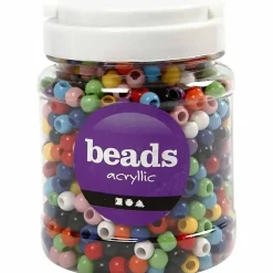 Kongoperler, dia. 10 mm, hulstr. 4,5 mm, ass. farver, 430 g, 700ml