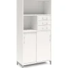 Kontorskab DNA, 800x1660 mm, Hvid/Alugrå, skydedør og skuffemodul 4A4/2A4