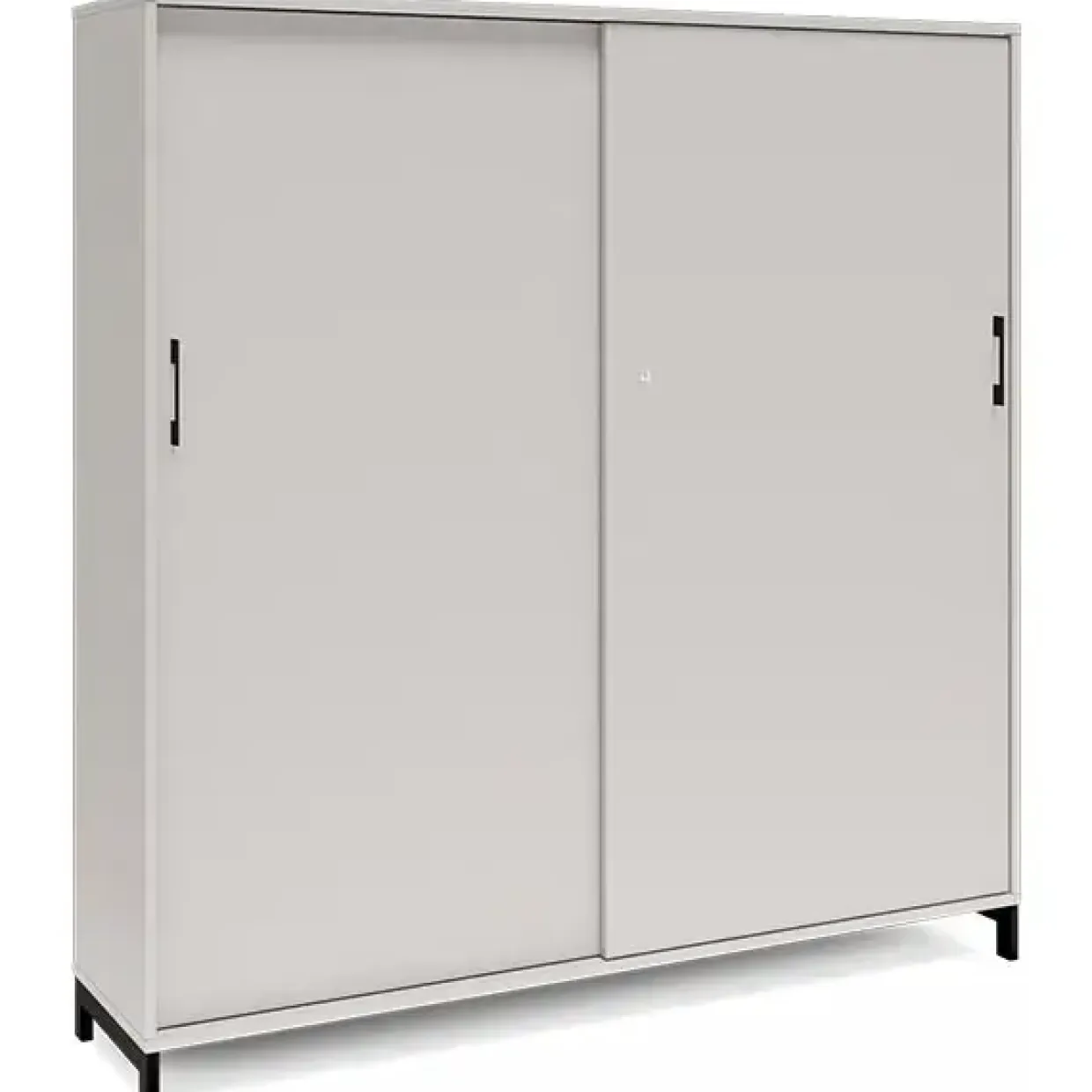 Kontorskab DNA, 800x1275 mm, Lys grå/Sort, skydedør og skuffemodul 3A4/2A4