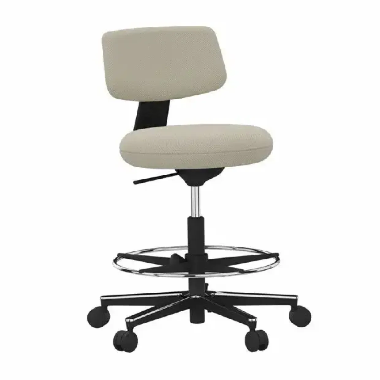 Kontorstol - Savo 360H m. fodring - Sort ask - Rondo Beige 61201