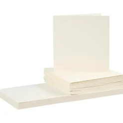 Kort og kuverter kort str. 15x15 cm kuvert str. 16x16 cm råhvid - 50 sæt