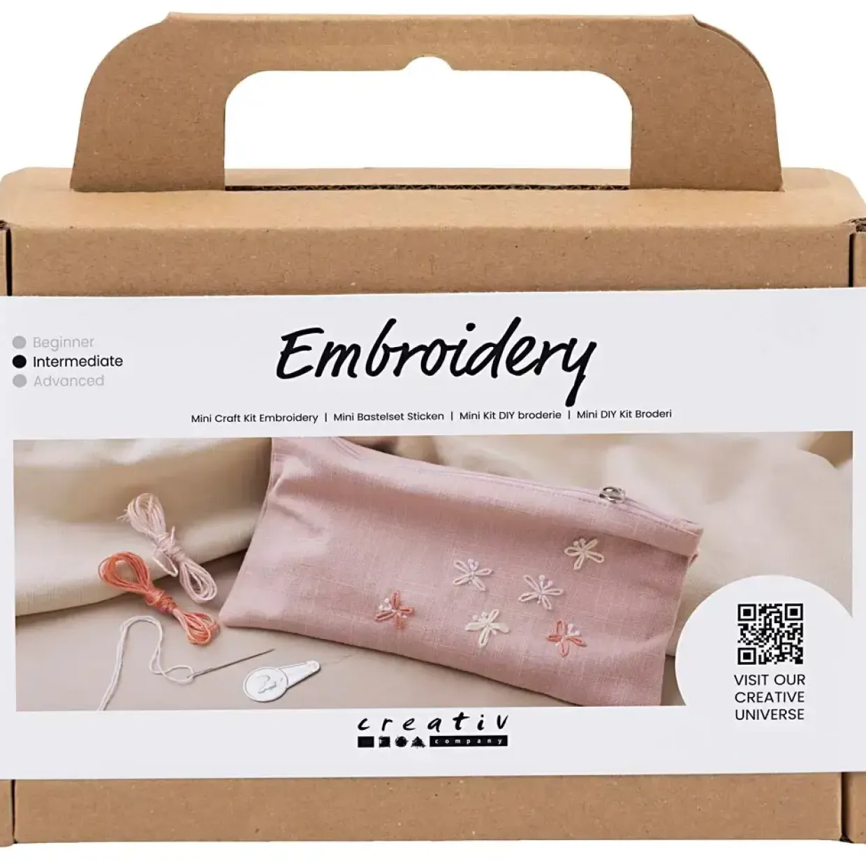 Kreakasse DIY Kit Broderi Clutch støvet rosa - 1 pakke