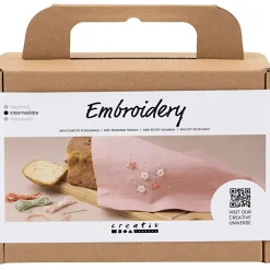 Kreakasse DIY Kit Broderi Stofserviet støvet rosa - 1 pakke