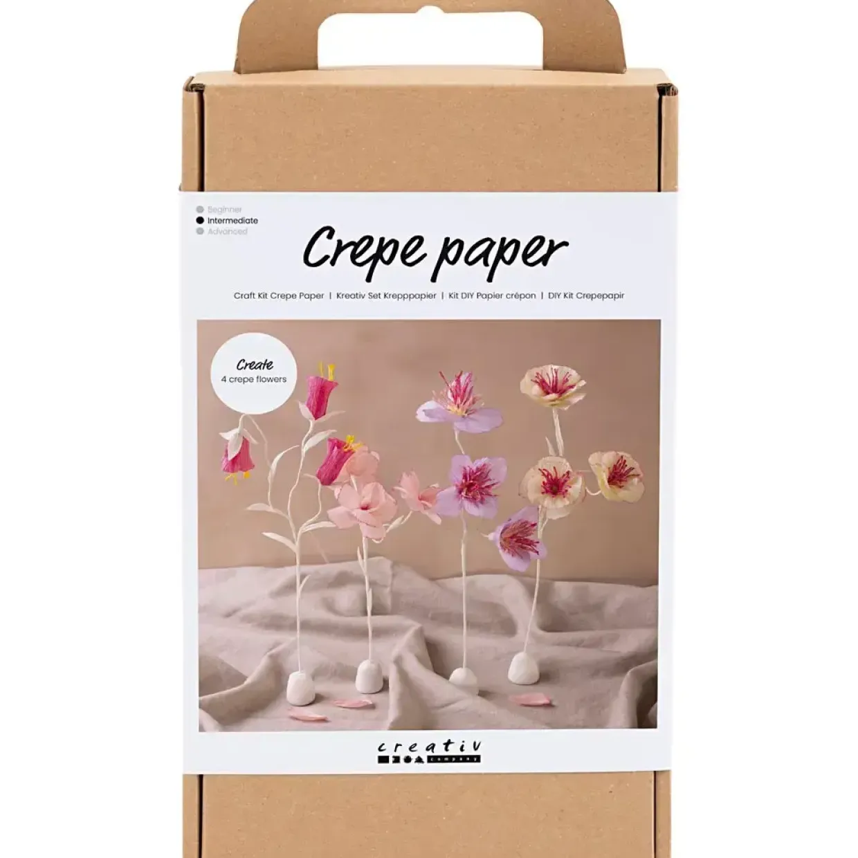 Kreakasse DIY Kit Crepepapir Blomst pastelfarver