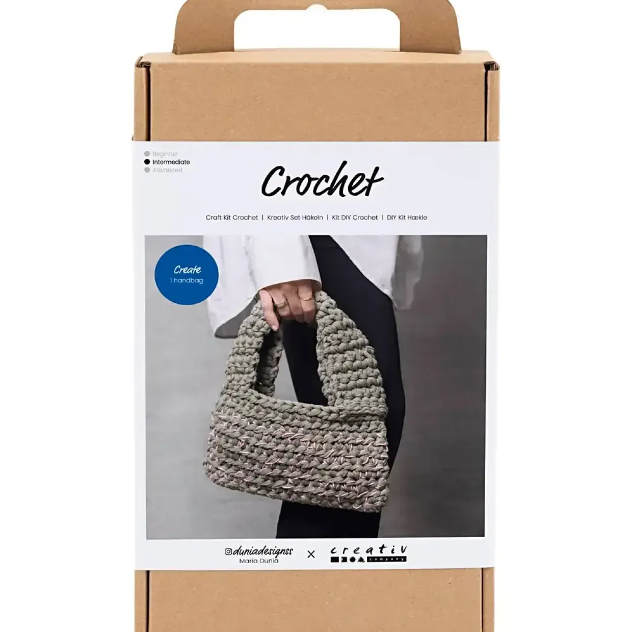 Kreakasse DIY Kit Hækle Chunky taske olivengrøn